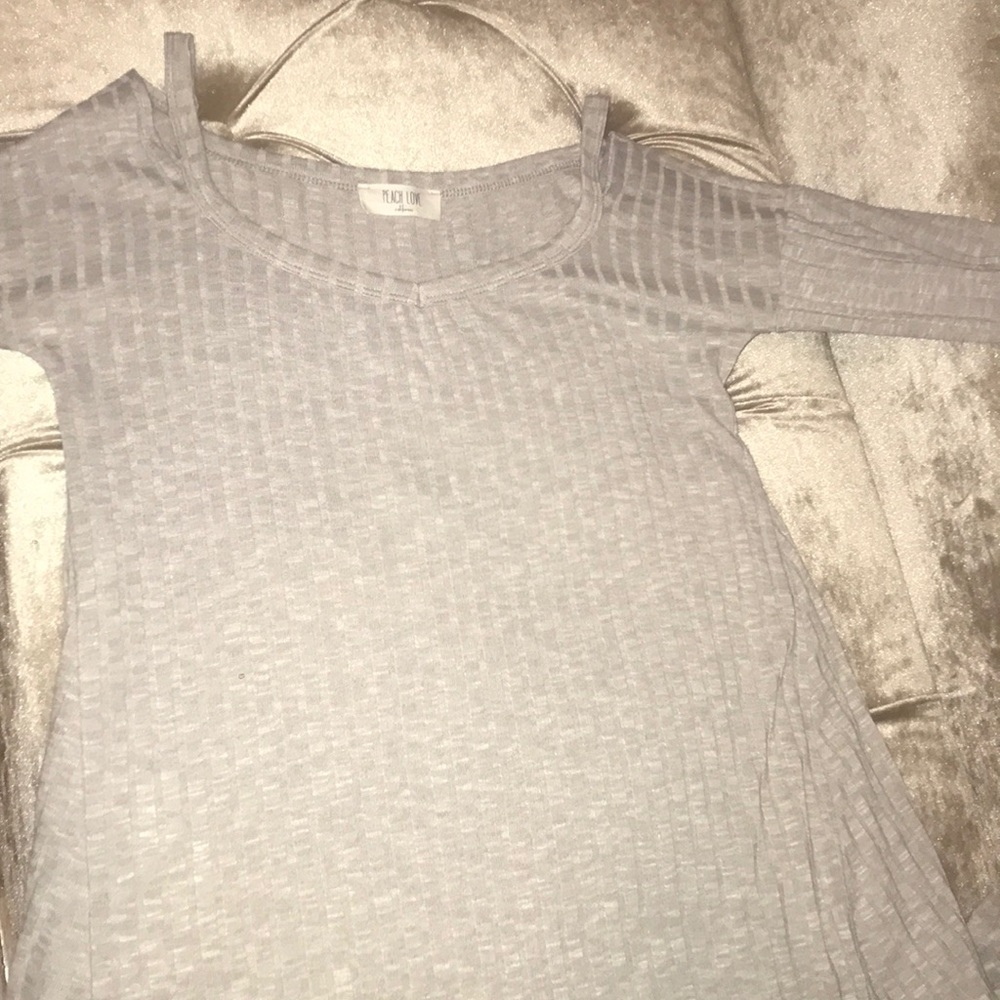 Gray cold shoulder sweater